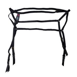 Pink Lipstick‎ Black Garter Harness Size S M Mesh Polyester Spandex Strappy